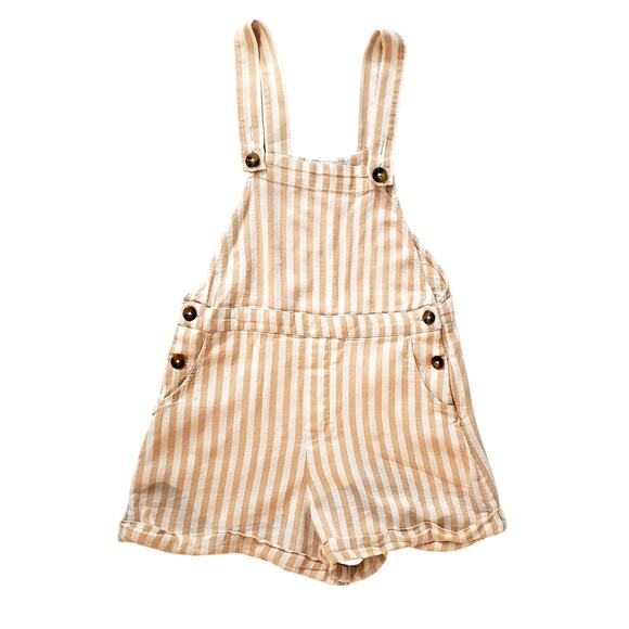 Hollister Linen white cream blend striped short overalls sz  xs - Picture 8 of 10